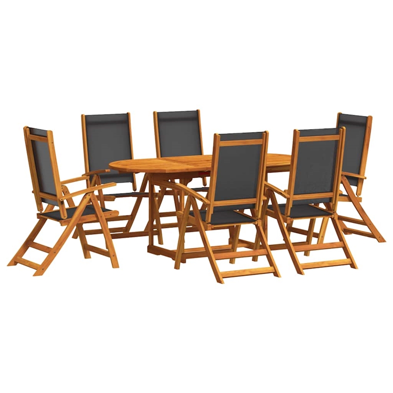vidaXL 7 Piece Garden Dining Set in Black