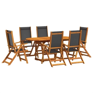 vidaXL 7 Piece Garden Dining Set in Black