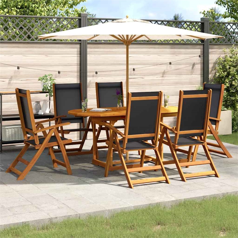 vidaXL 7 Piece Garden Dining Set in Black