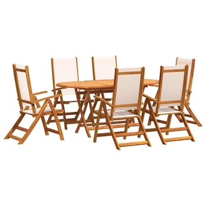 vidaXL 7 Piece Garden Dining Set in Cream