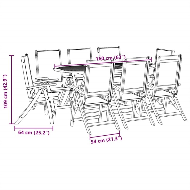 vidaXL 9 Piece Garden Dining Set in Brown