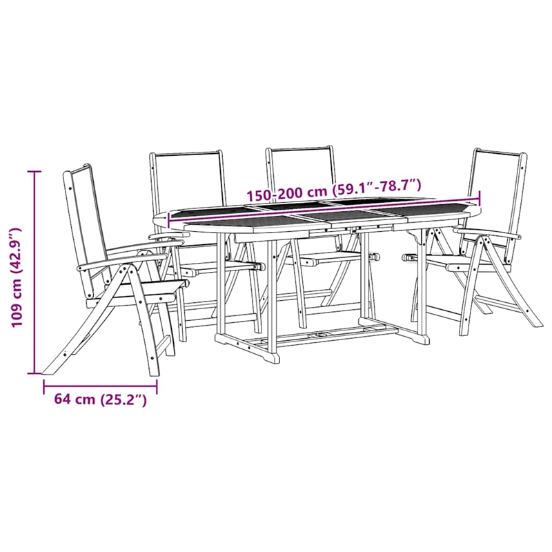 vidaXL 5 Piece Garden Dining Set in Brown