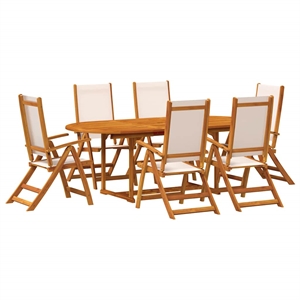 vidaXL 7 Piece Garden Dining Set in Cream