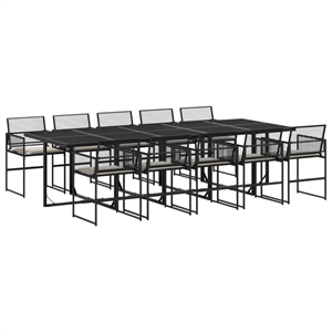 vidaXL 11 Piece Poly Rattan Garden Dining Set in Black/Cream White