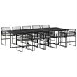 vidaXL 11 Piece Poly Rattan Garden Dining Set in Black/Cream White