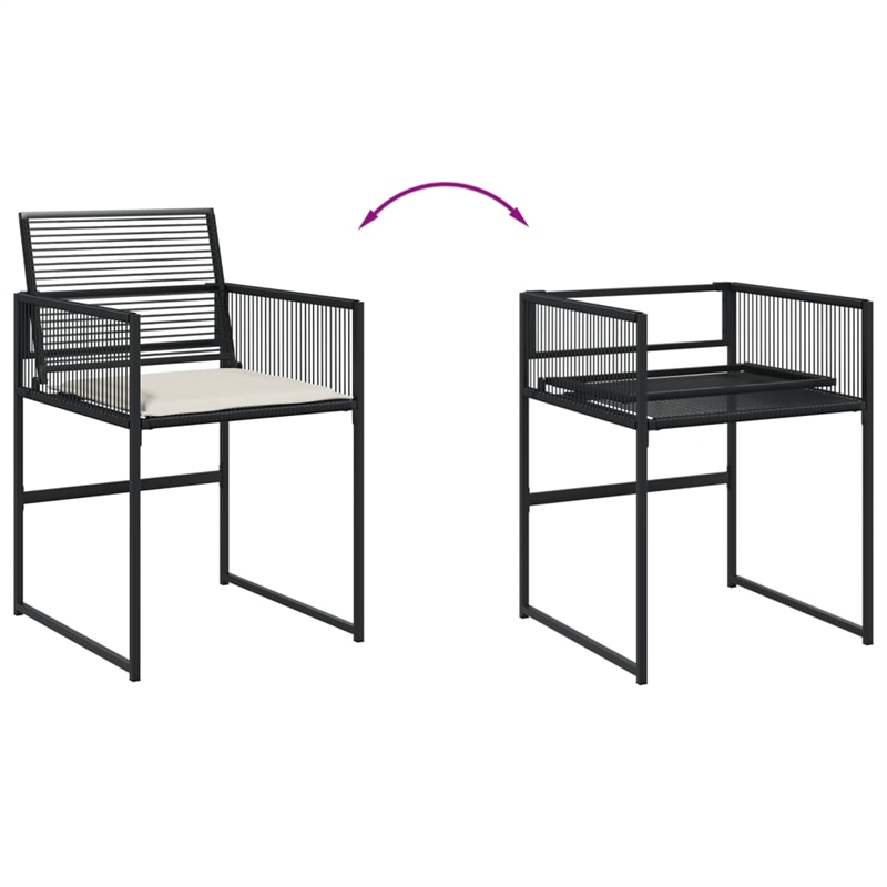 vidaXL 11 Piece Poly Rattan Garden Dining Set in Black/Cream White