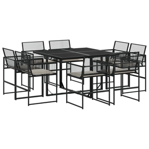 vidaXL 9 Piece Garden Dining Set in Black