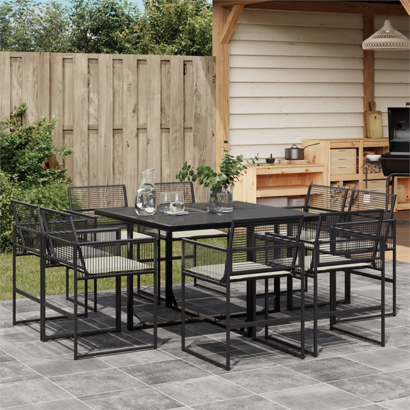 vidaXL 9 Piece Garden Dining Set in Black