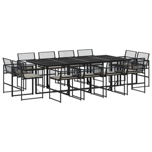 vidaXL 13 Piece Poly Rattan Garden Dining Set in Black/Cream White