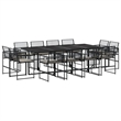 vidaXL 13 Piece Poly Rattan Garden Dining Set in Black/Cream White
