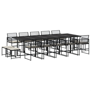 vidaXL 15 Piece Rattan Garden Dining Set in Black