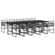 vidaXL 11 Piece Rattan Garden Dining Set in Black/Cream White