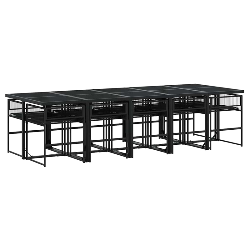 vidaXL 11 Piece Rattan Garden Dining Set in Black/Cream White