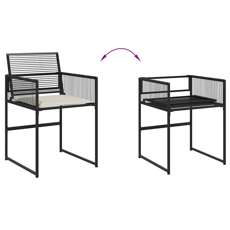 vidaXL 11 Piece Rattan Garden Dining Set in Black/Cream White