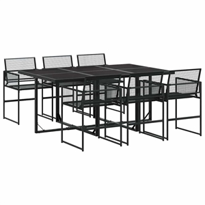 vidaXL 7 Piece Rattan Garden Dining Set in Black