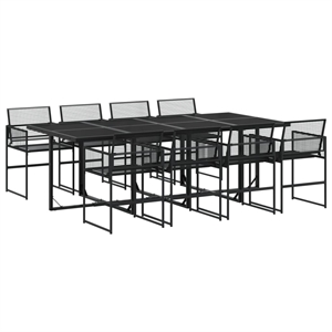 vidaXL 9 Piece Poly Rattan Garden Dining Set in Black