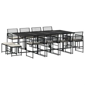 vidaXL 13 Piece Poly Rattan Garden Dining Set in Black/Cream White