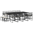 vidaXL 13 Piece Poly Rattan Garden Dining Set in Black/Cream White