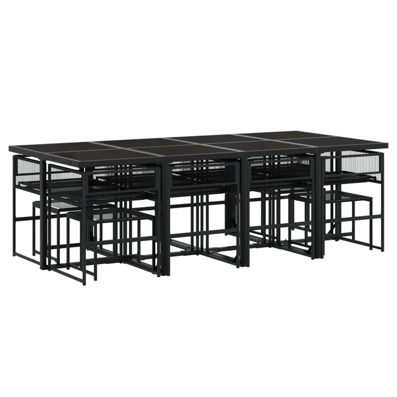 vidaXL 13 Piece Poly Rattan Garden Dining Set in Black/Cream White