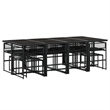vidaXL 13 Piece Poly Rattan Garden Dining Set in Black/Cream White