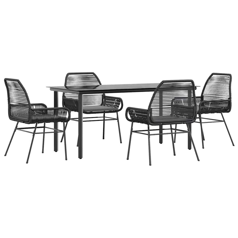vidaXL 5 Piece Poly Rattan Garden Dining Set in Black/Dark Gray