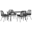 vidaXL 5 Piece Poly Rattan Garden Dining Set in Black/Dark Gray
