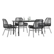 vidaXL 5 Piece Poly Rattan Garden Dining Set in Black/Dark Gray