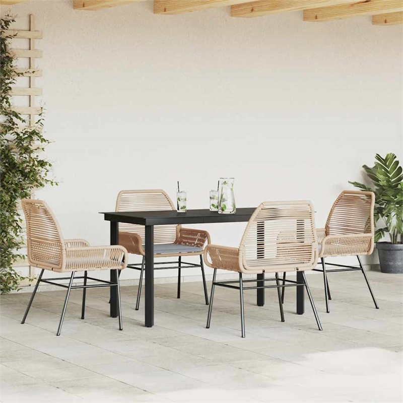 vidaXL 5 Piece Steel Garden Dining Set in Black