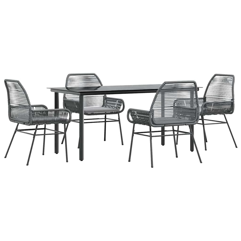 vidaXL 5 Piece Poly Rattan Garden Dining Set in Black/Dark Gray