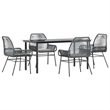vidaXL 5 Piece Poly Rattan Garden Dining Set in Black/Dark Gray