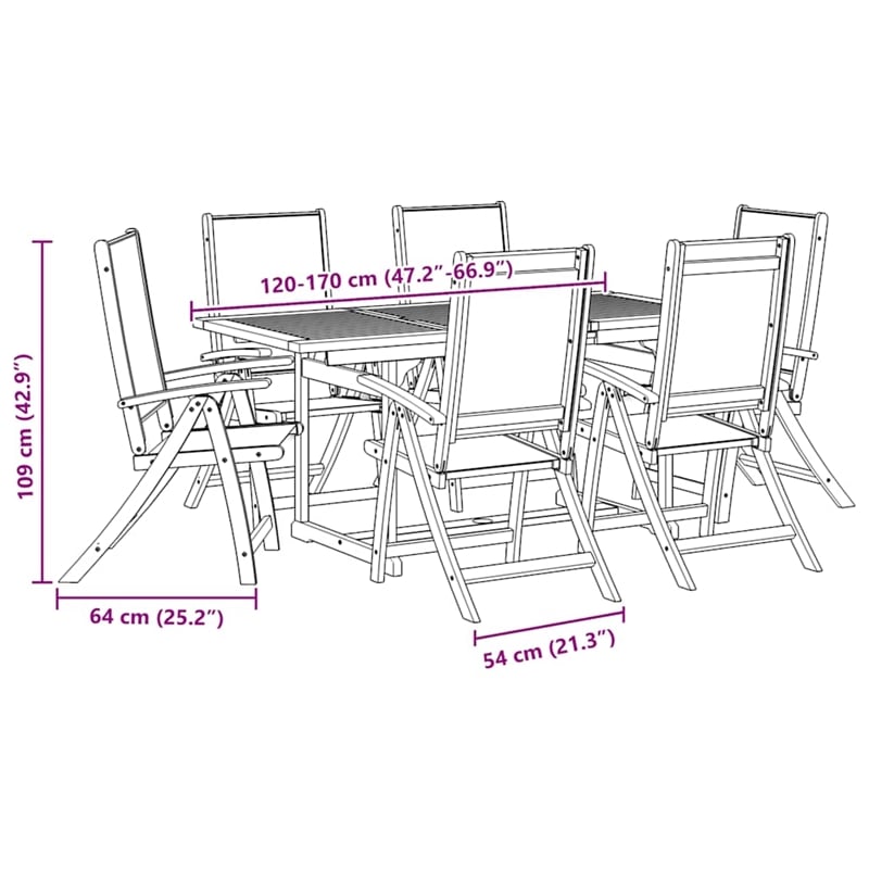 vidaXL 7 Piece Patio Dining Set in Brown