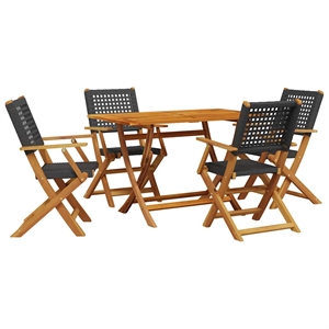 vidaXL 5 Piece Poly Rattan Garden Dining Set in Black