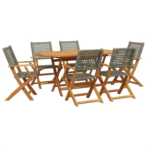 vidaXL Poly Rattan Garden Dining Set in Gray