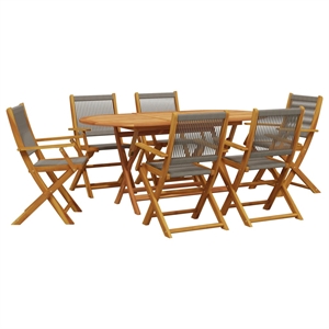 vidaXL 7 Piece Garden Dining Set in Gray