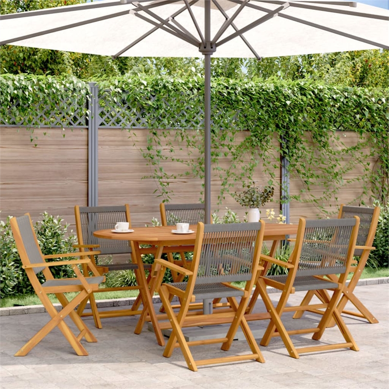 vidaXL 7 Piece Garden Dining Set in Gray