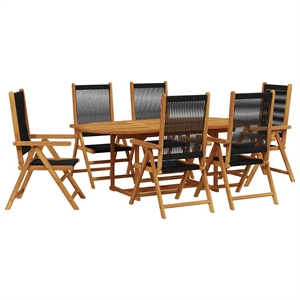 vidaXL 7 Piece Garden Dining Set in Black