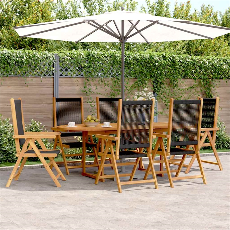 vidaXL 7 Piece Garden Dining Set in Black