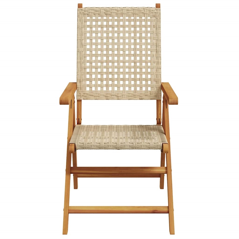 vidaXL 7 Piece Poly Rattan Garden Dining Set in Beige