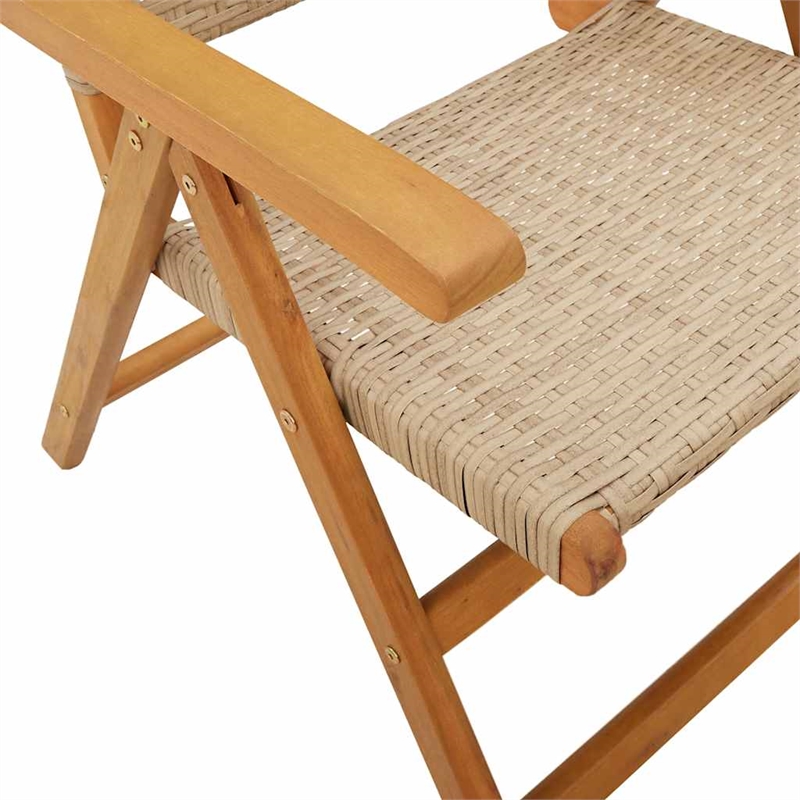 vidaXL 7 Piece Poly Rattan Garden Dining Set in Beige