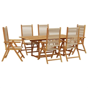 vidaXL 7 Piece Garden Dining Set in Beige