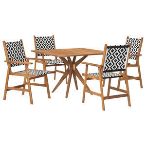 vidaXL 5 Piece Poly Rattan Garden Dining Set in Brown