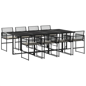 vidaXL 9 Piece Rattan Garden Dining Set in Black/Cream White