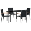 vidaXL 5 Piece Powder-Coated Steel Garden Dining Set in Black