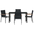 vidaXL 5 Piece Powder-Coated Steel Garden Dining Set in Black