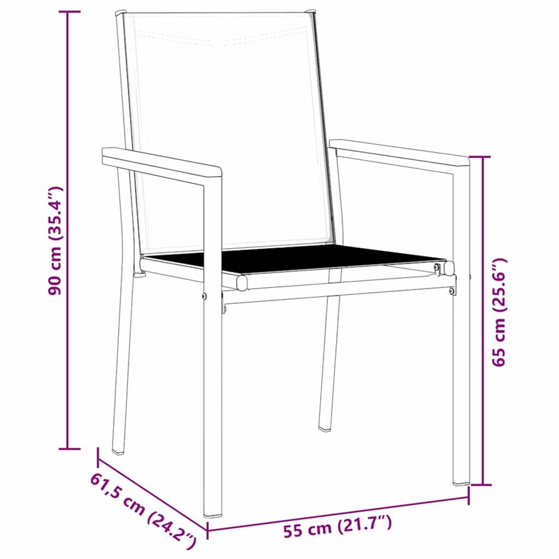 vidaXL 5 Piece Powder-Coated Steel Garden Dining Set in Black
