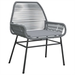 vidaXL 5 Piece Poly Rattan Garden Dining Set with Cushions in Black