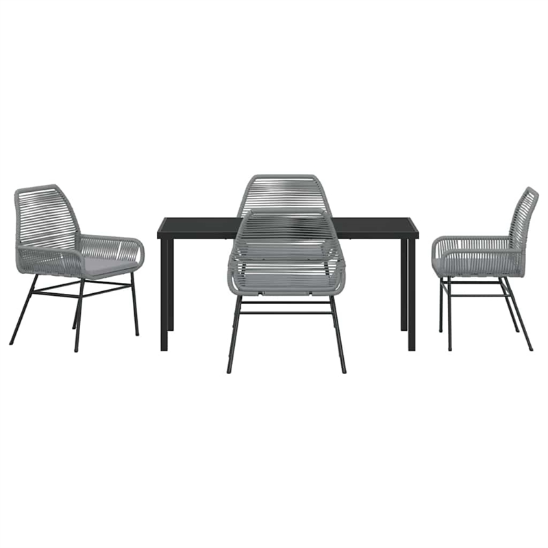 vidaXL 5 Piece Poly Rattan Garden Dining Set with Cushions in Black