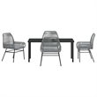 vidaXL 5 Piece Poly Rattan Garden Dining Set with Cushions in Black