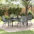vidaXL 5 Piece Poly Rattan Garden Dining Set with Cushions in Black