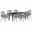 vidaXL 7 Piece Poly Rattan Garden Dining Set with Cushions in Black
